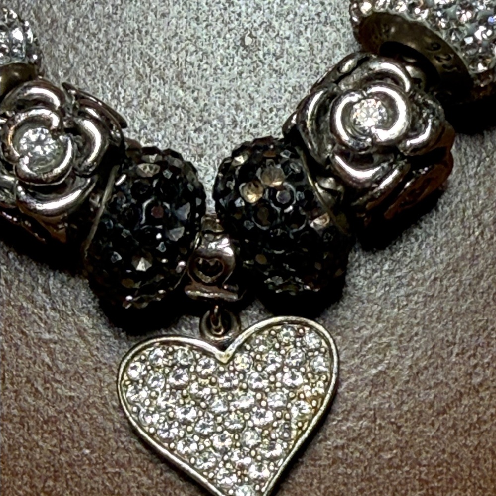 Silver and Black Heart Charm Necklace - Picture 5 of 5